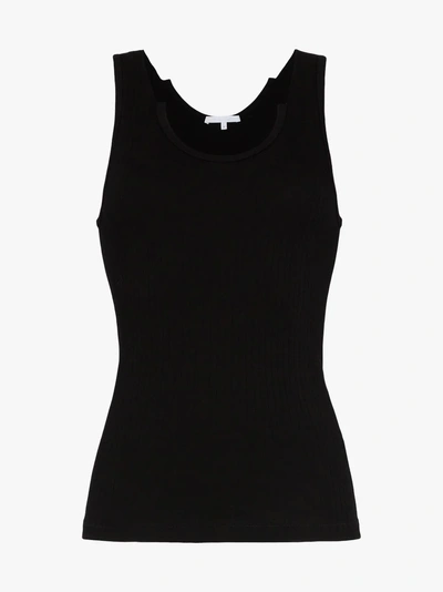 Shop Helmut Lang Fitted Scoop Neck Ribbed Tank Top In Black