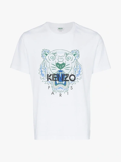 Shop Kenzo Cotton Tiger Logo T-shirt In 01 White