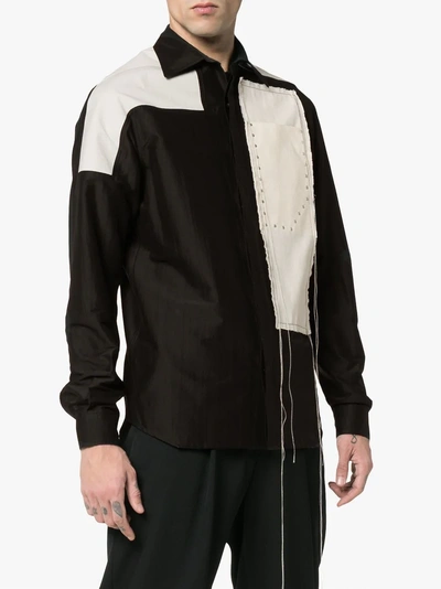 Shop Rick Owens Cotton Panel Stud Embellished Shirt In 09119 Black As Sample