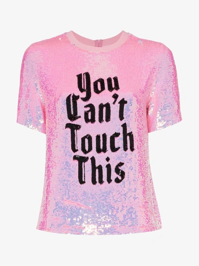 Shop Ashish X Browns You Can't Touch This Sequin T-shirt In Pink