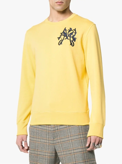 Shop Alexander Mcqueen Embroidered Logo Sweatshirt In 7440 Yellow