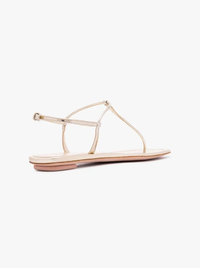 Shop Prada Metallic Leather Sandals - Women's - Leather In Gold