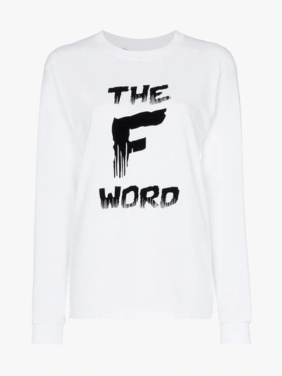 Shop Ashish X Browns The F Word Long Sleeve Cotton T-shirt In White