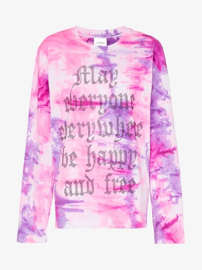 Shop Ashish X Browns May Everyone Everywhere Be Happy And Free Long Sleeve T-shirt In Pink