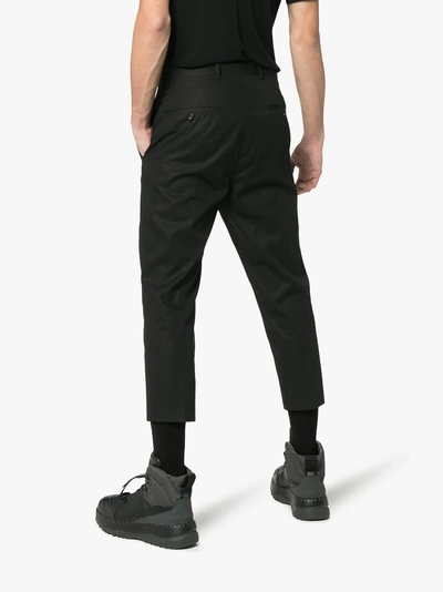 Shop Rick Owens Rip Stop Cropped Trousers In 09 Black