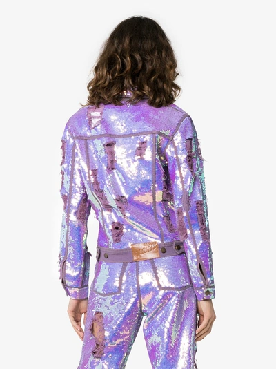 Shop Ashish X Browns Sequin Embellished Denim Jacket In Purple