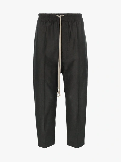 Shop Rick Owens Envelope Pocket Drawstring Cropped Trousers In 36 Blujay