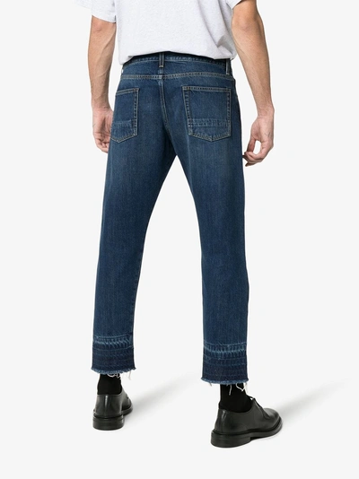Shop Alexander Mcqueen Cropped-jeans Im Distressed-look In Blue
