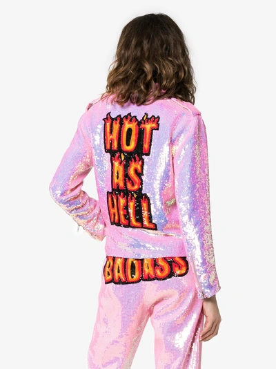 Shop Ashish X Browns Hot As Hell Sequin Biker Jacket In Pink