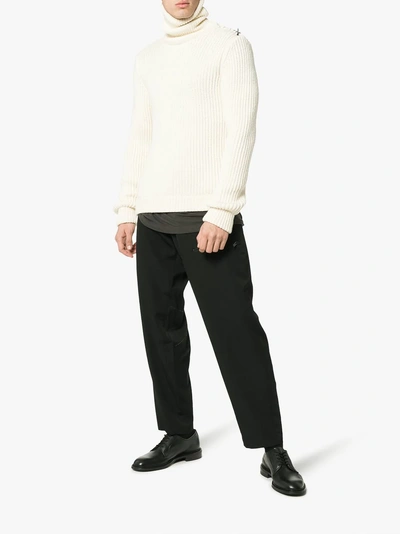 Shop Yohji Yamamoto Spiderweb Printed Wool Trousers In Black