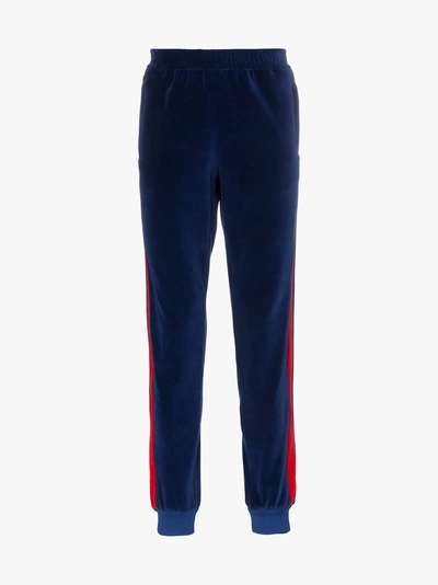 Shop Gucci Web Stripe Chenille Track Pants In Blue