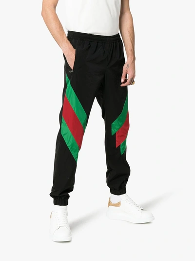 Shop Gucci Web Stripe Sweat Pants In 1060 Black