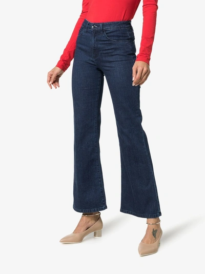 Shop Eve Denim Jacqueline Cropped Flared Jeans In Blue