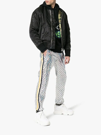 Shop Gucci Laminated Sparkling Gg Sweatpants In 1092 Grey