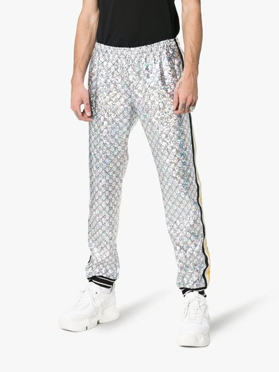 Shop Gucci Laminated Sparkling Gg Sweatpants In 1092 Grey