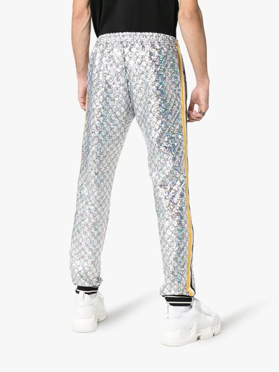 Shop Gucci Laminated Sparkling Gg Sweatpants In 1092 Grey