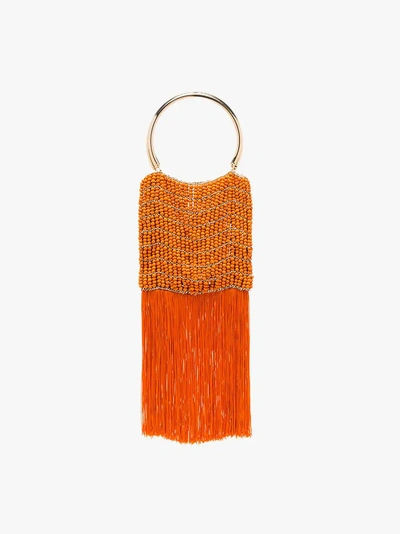 Shop Rosantica 'georgia' Perlenhandtasche Mit Fransen In 110 - Orange