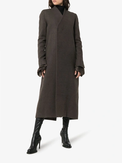 Shop Rick Owens Reversible Midi Camel Coat In Grey