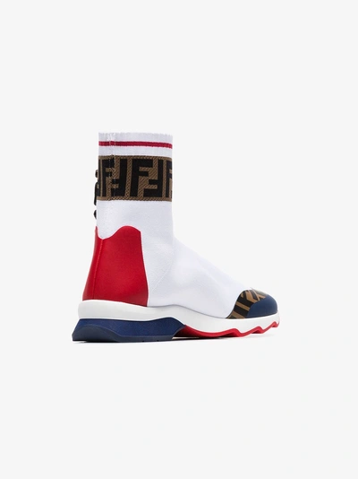 Shop Fendi Mania Sock Style Sneakers In White