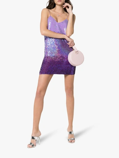 Shop Ashish X Browns Ombre Sequin Spaghetti Strap Mini Dress In Purple