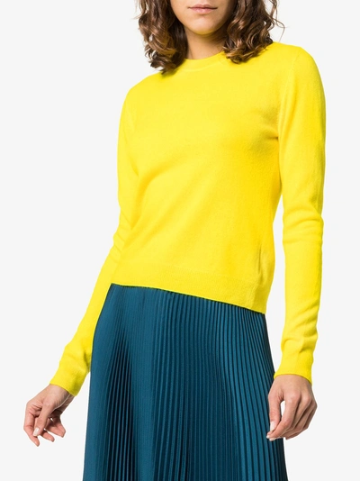 Shop The Elder Statesman Yellow Billy Cropped Knitted Cashmere Jumper In Bright Yellow