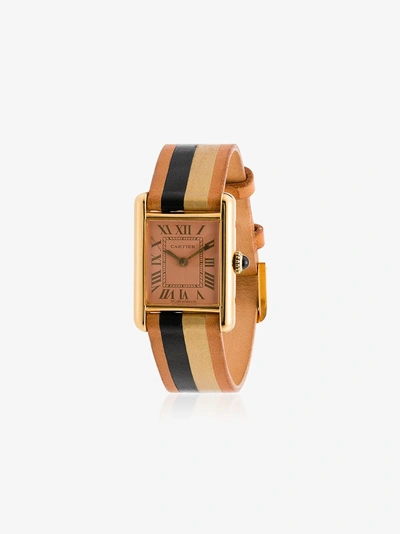 Shop La Californienne Reworked Vintage Cartier Tank Watch In Gold