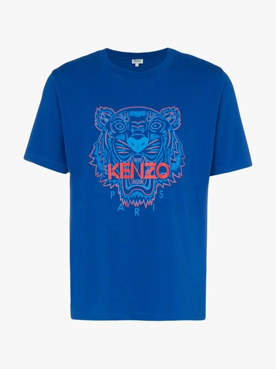 Shop Kenzo Cotton Tiger Short Sleeved T-shirt In Blue