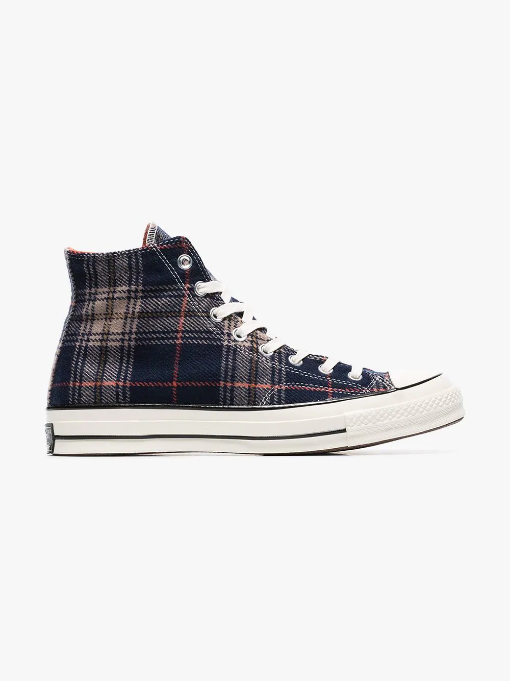 converse chuck 70 hi navy plaid trainers