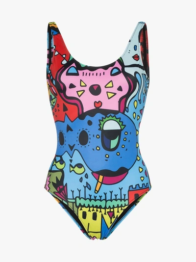 Shop Ellie Rassia Miami Baywatch Scoop Neck Printed Swimsuit In 108 - Multicoloured