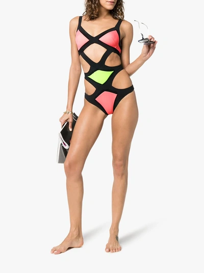 Shop Agent Provocateur Mazzy Cut-out Swimsuit In Multicoloured