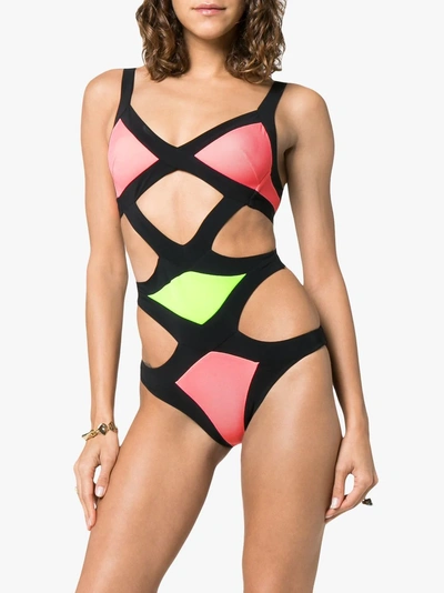 Shop Agent Provocateur Mazzy Cut-out Swimsuit In Multicoloured