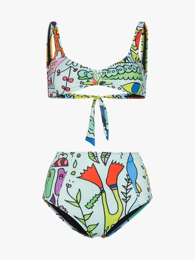 Shop Ellie Rassia Aliens High Waist Bikini In 108 - Multicoloured