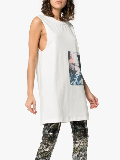 Shop Ten Pieces Sleeveless Printed Vest In White