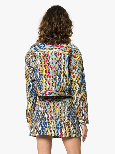 Shop Simon Miller Graphic Printed Cropped Jacket In 10044 Multicoloured