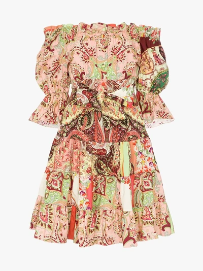 Shop Etro Off The Shoulder Paisley Print Dress In Multicoloured