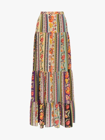 Shop Etro Maxirock Mit Rosen-print In Multicoloured