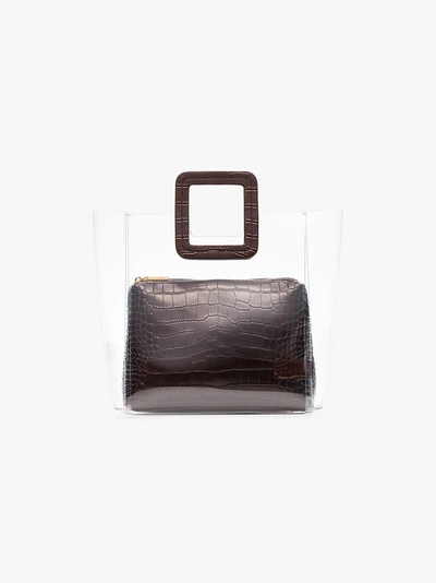 Shop Staud Brown Shirley Leather And Pvc Tote Bag