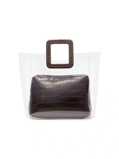 Shop Staud Brown Shirley Leather And Pvc Tote Bag