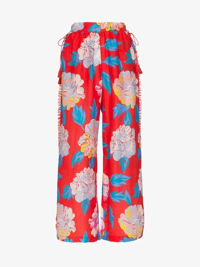 Shop A Peace Treaty Talla Floral Print Trousers In Red