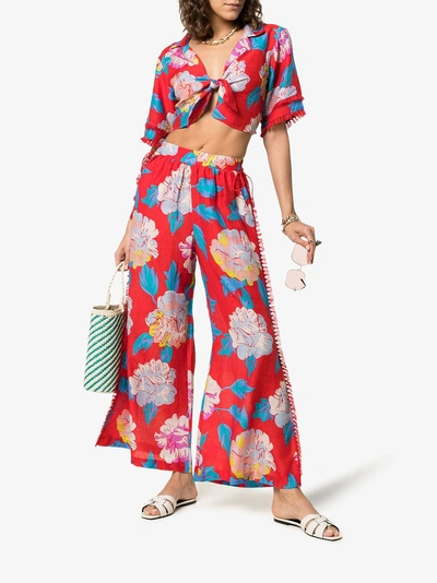 Shop A Peace Treaty Talla Floral Print Trousers In Red