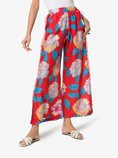 Shop A Peace Treaty Talla Floral Print Trousers In Red