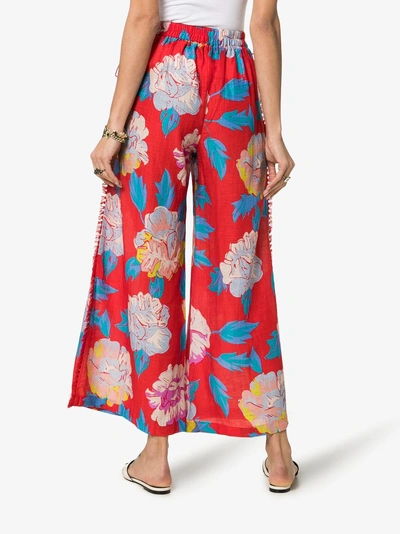 Shop A Peace Treaty Talla Floral Print Trousers In Red