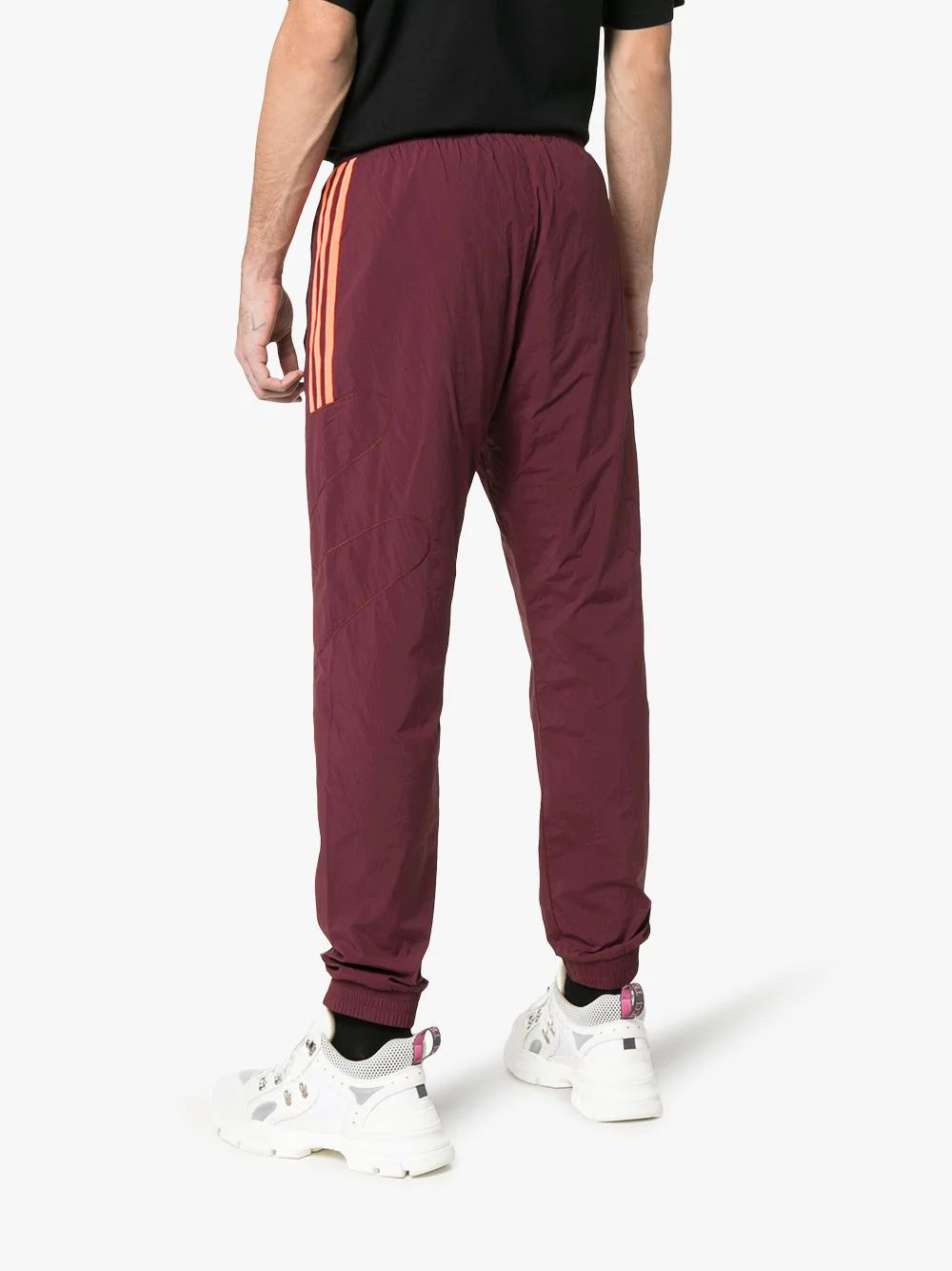 adidas originals three stripe track pants in burgundy