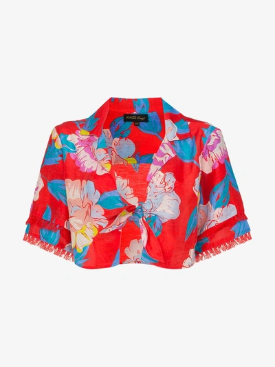 Shop A Peace Treaty Talla Floral Print Tie Shirt In Red