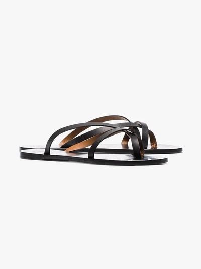 Shop Atp Atelier Black Anise Leather Sandals In 900 Black