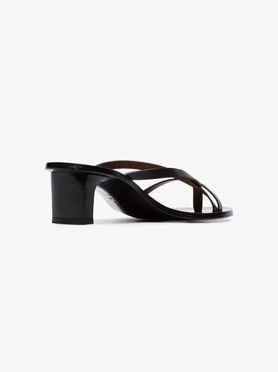 Shop Atp Atelier Black Toma 45 Leather Strappy Mules