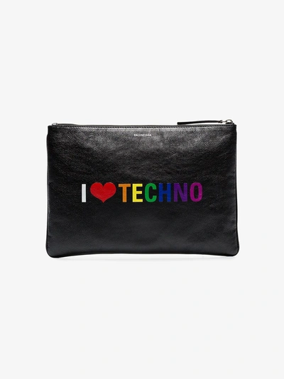 Shop Balenciaga 'techno' Clutch In Black