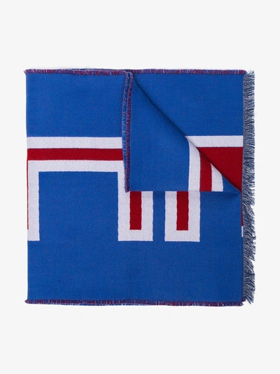 Shop Gucci Royal Blue Heron Wool Scarf