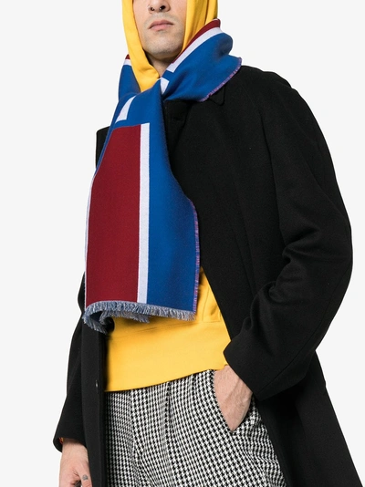 Shop Gucci Royal Blue Heron Wool Scarf