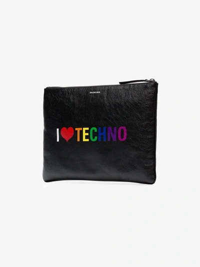 Shop Balenciaga 'techno' Clutch In Black